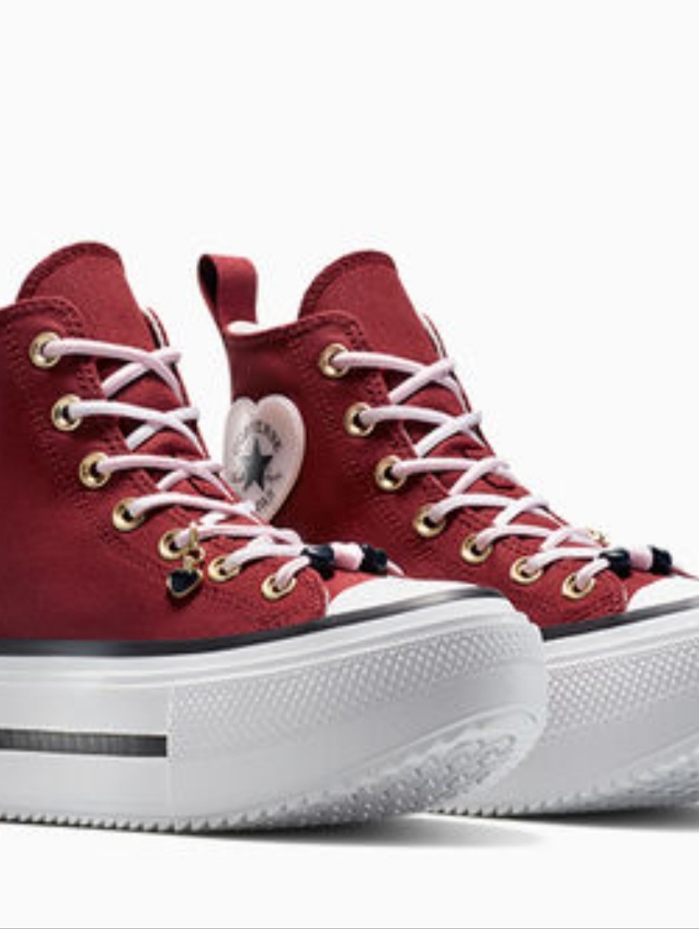 Converse Chuck Taylor All Star Double Stack Platform Heart Charm Sneaker - Picture 2 of 8